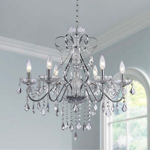 Crystal Chandelier Light Fixture Modern Chandelier Pendant Raindrop Chan…